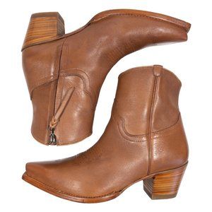 Tecovas Daisy Caramel Brown Leather Zip Ankle Western Boots Womens US 12
